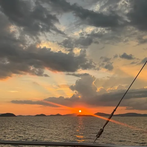 Sunset over Phang Nga Bay from the deck